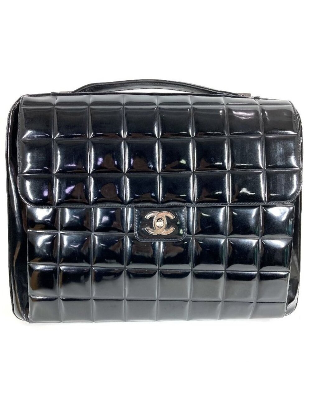 Chanel Business Bag CC Logo Beach Enamel Black